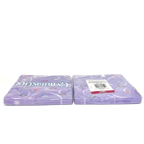 Vintage Y2K Purple Gymnastics Birthday Party Napkins Girl Flower Star Heart 2000 - Picture 6 of 7